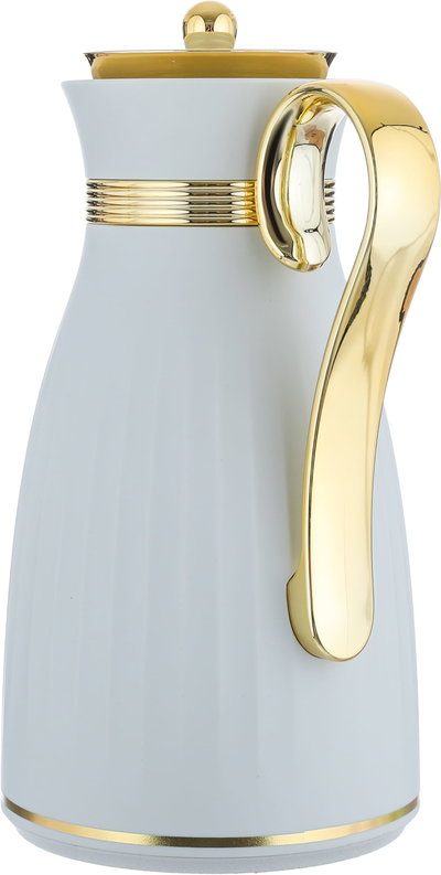 Al Saif Gallery Danat thermos set, 1/0.7 liter, golden handle, 2 pieces, thermal glass inner shell, plastic outer shell - light gray product image 5