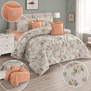 طقم لحاف قماش، 230x250 سم، نفرين، 6 قطع - عاجي خوخي product image 2