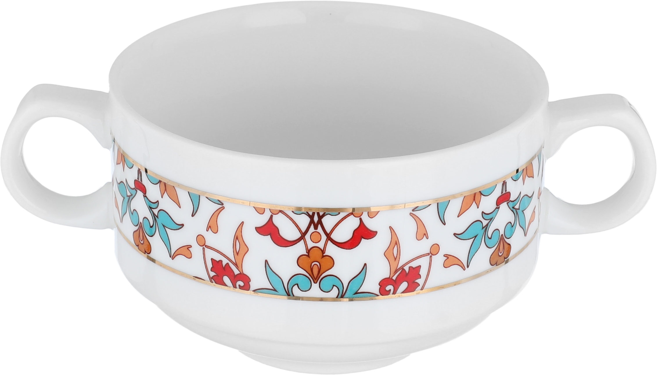 One More Porcelain Soup Set with Stand, 16 Pieces, Decorated - White Gold product image 5