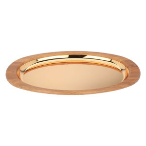 Tofaria SteelAl Saif Gallery, 55x32x4 cm, oval, with wooden edge, large - gold product image 2