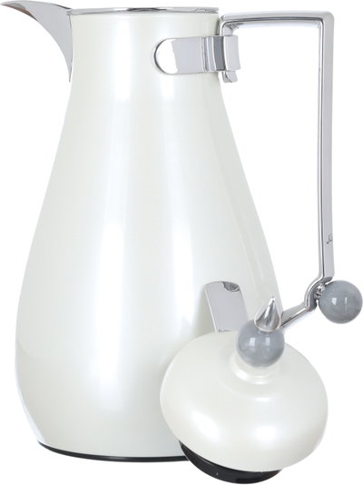 Al Saif Gallery Crystal Thermos Set, 1/0.7 litre, tofaria, thermal glass inner container, steel outer shell - white product image 4