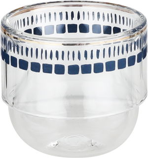 طقم تقديم بيالات شاي زجاج وفناجين قهوة مع صحون بورسلان السيف غاليري، مشجر ازرق، 18 قطعة - ابيض شفاف product image 2