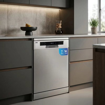 غسالة صحون هام، 14 مكان، 7 برامج، 3 أرفف، شاشة ديجيتال، HMDW1407SL - فضي product image 4