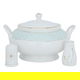 طقم سفرة بورسلان السيف غاليري، دائري، نقش أخضر فاتح، 86 قطعة - أبيض product image 6