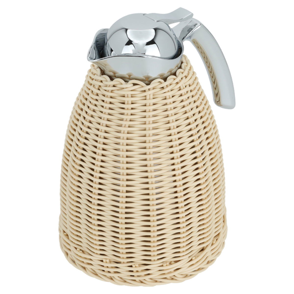 Timeless rattan thermos, 1 liter, silver handle, thermal glass inner container, steel outer shell - light beige product image 3