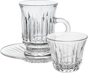 طقم تقديم بيالات فناجين مع الصحن كريستال السيف غاليري، 18 قطعة - شفاف product image