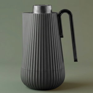 Glory Sumo Thermos, 1 liter, nickel handle, glass interior, push-button - dark gray glossy black product image