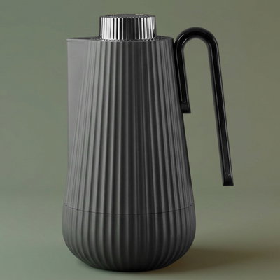 Glory Sumo Thermos, 1 liter, nickel handle, glass interior, push-button - dark gray glossy black product image 1