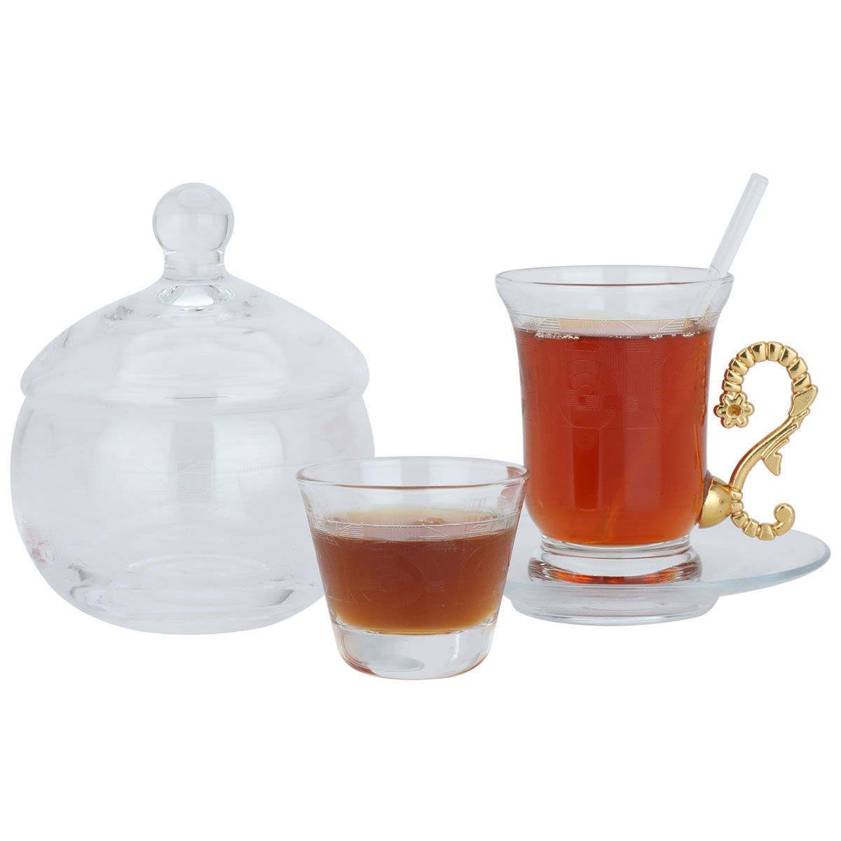 Al Saif Gallery crystal glass set, 50 pieces, with gold-transparent handle product image 2
