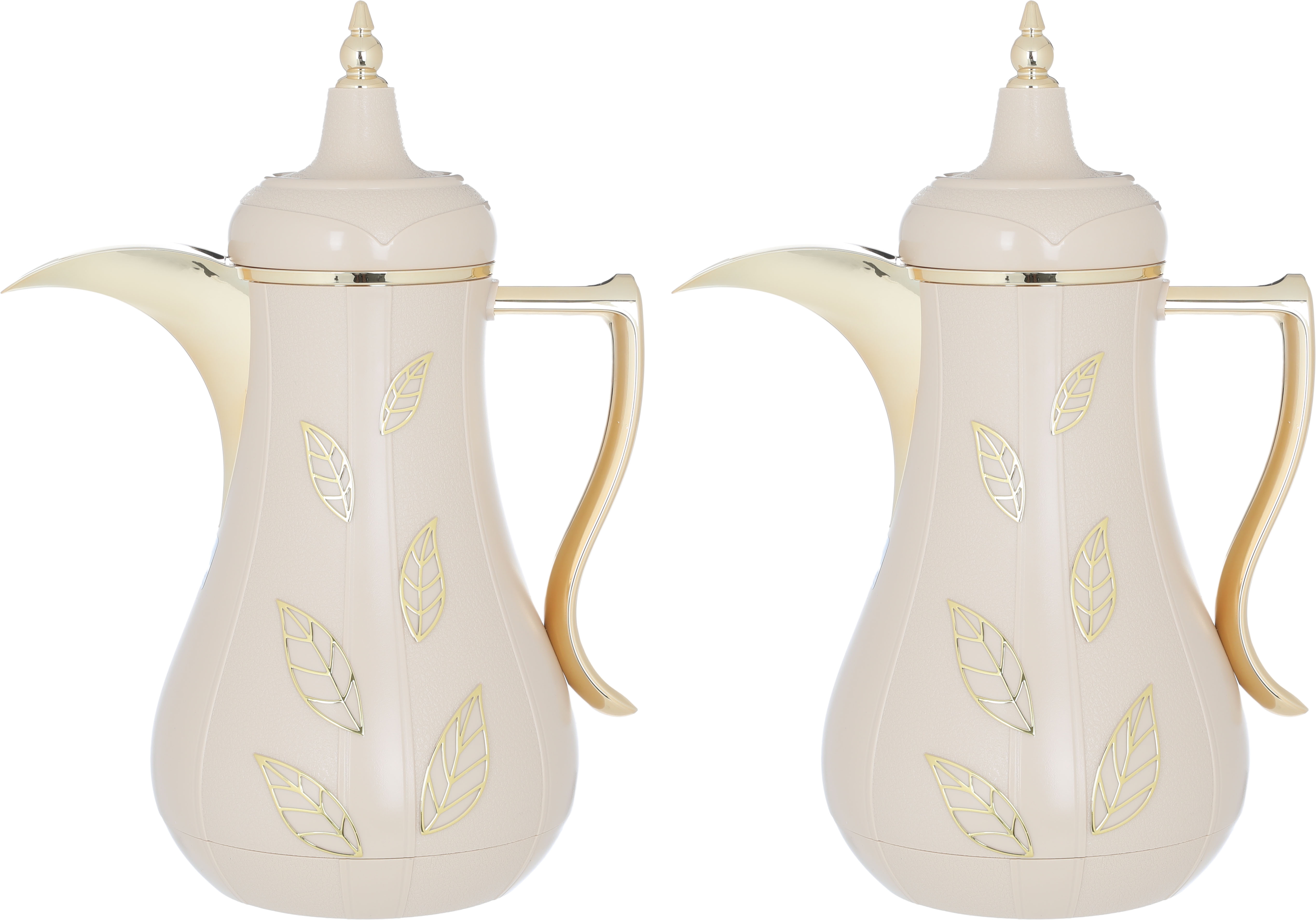 Al Saif Gallery Salma thermos set, 1 liter, two pieces, thermal glass inner shell, plastic outer shell - beige product image