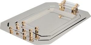 طقم طوفريات ستانلس استيل السيف غاليري، 3 قطع، مستطيل، يد شفاف - فضي ذهبي product image