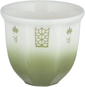 Al Saif Gallery Saudi Arabian Porcelain Coffee Cup Set, 6 Pieces, Traditional Pattern - Olive Green and White product image 2
