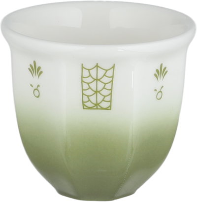 طقم فناجين قهوة عربي سعودي بورسلان السيف غاليري، 6 قطع، نقش تراثي - أخضر زيتي أبيض product image 2