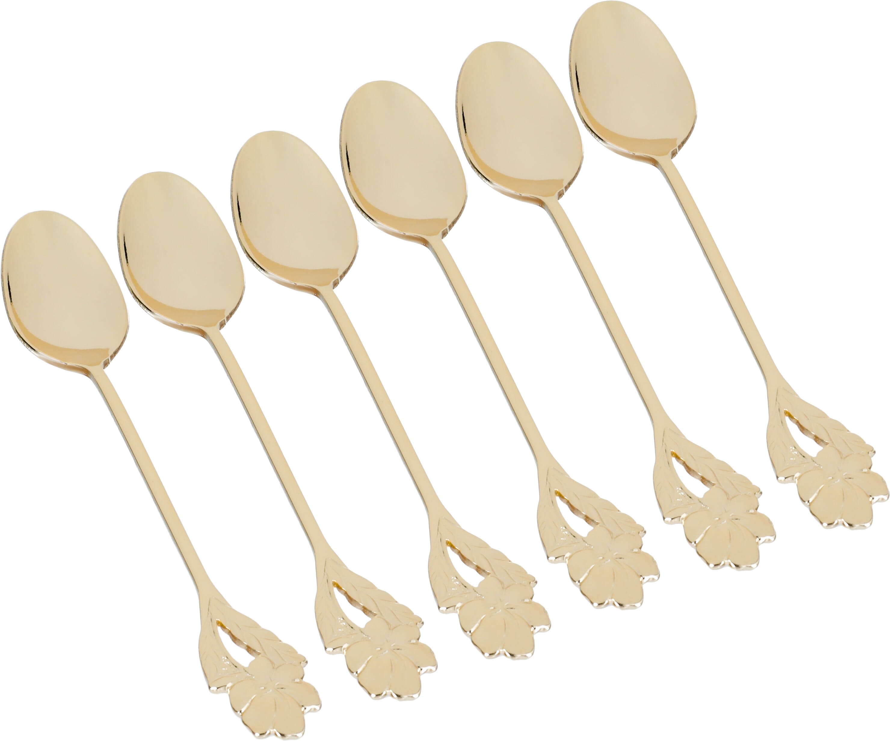 طقم ملاعق شاي استيل السيف غاليري، 11.5x2 سم، 6 قطع، نقش وردة - ذهبي product image