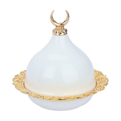 طقم تقديم شاي وقهوة بورسلان السيف غاليري، 26 قطعة، بقاعدة ذهبي - أبيض product image 4
