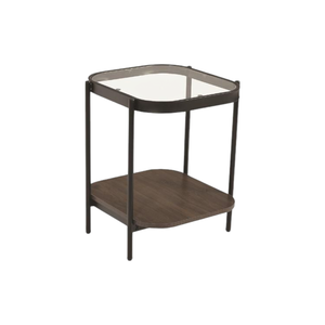 طاولة جانبية مودرن زجاج و خشب MDF، 55×45 42 سم - بني product image 2