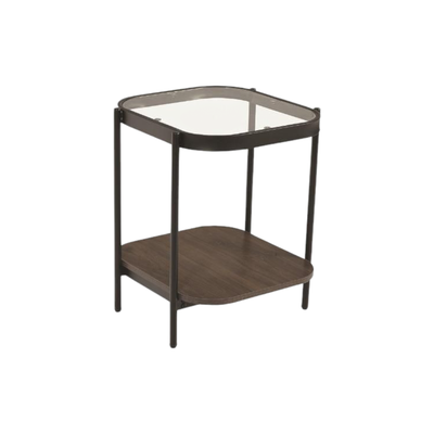 طاولة جانبية مودرن زجاج و خشب MDF، 55×45 42 سم - بني product image 2