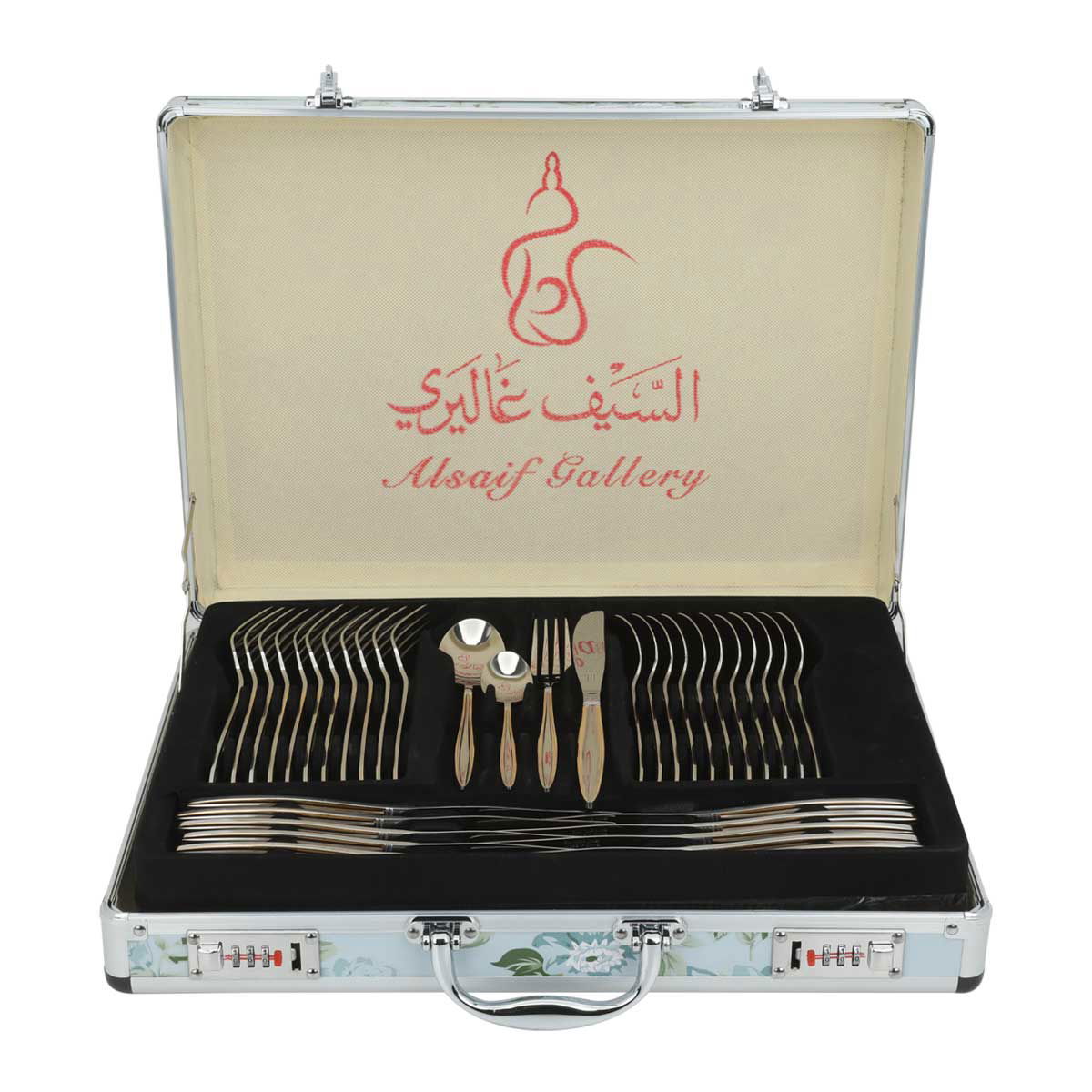 Al Saif Gallery Steel Cutlery Set, 72 Pieces - Golden Silver product image
