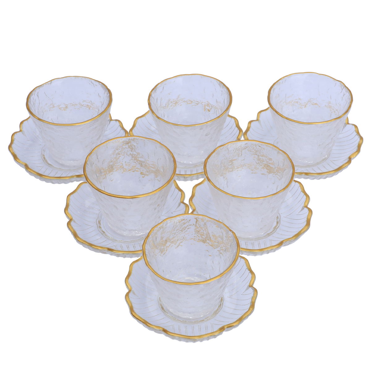 Al Saif Gallery Glass Arabic Coffee Cups and Saucer Set, 12 Pieces, 90 ml - Clear product image 3