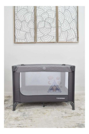 سرير اطفال فان مومنت، 102×72 سم، قابلة للطي - رمادي product image 2