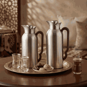 طقم ترامس طويق السيف غاليري، 2 قطعة، 0.7/ 1 لتر، خامة داخلية زجاج، يد خشبي، غطاء ضغاط - فضي product image 2