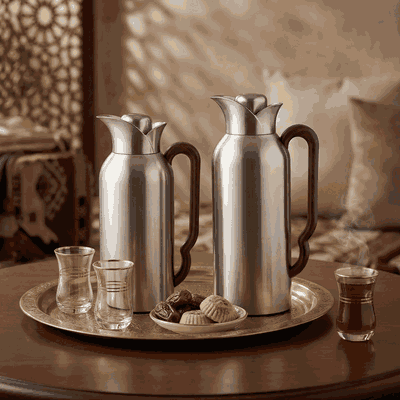 طقم ترامس طويق السيف غاليري، 2 قطعة، 0.7/ 1 لتر، خامة داخلية زجاج، يد خشبي، غطاء ضغاط - فضي product image 2