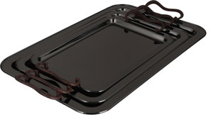 طقم صواني تقديم استيل الجهوري، 3 قطع - اسود لامع product image 2