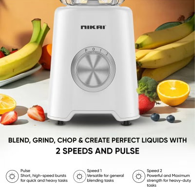 خلاط كهربائي نيكاي، 350 واط، 1.5 لتر، إثنين مطحنة، سرعتين، NB2900EB2 - أبيض product image 2