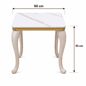 طقم طاولات سيراميك و معدن، 5 قطع - ابيض ذهبي product image 2