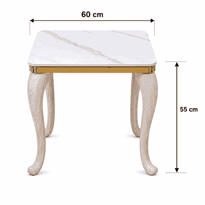 طقم طاولات سيراميك و معدن، 5 قطع - ابيض ذهبي product image 2