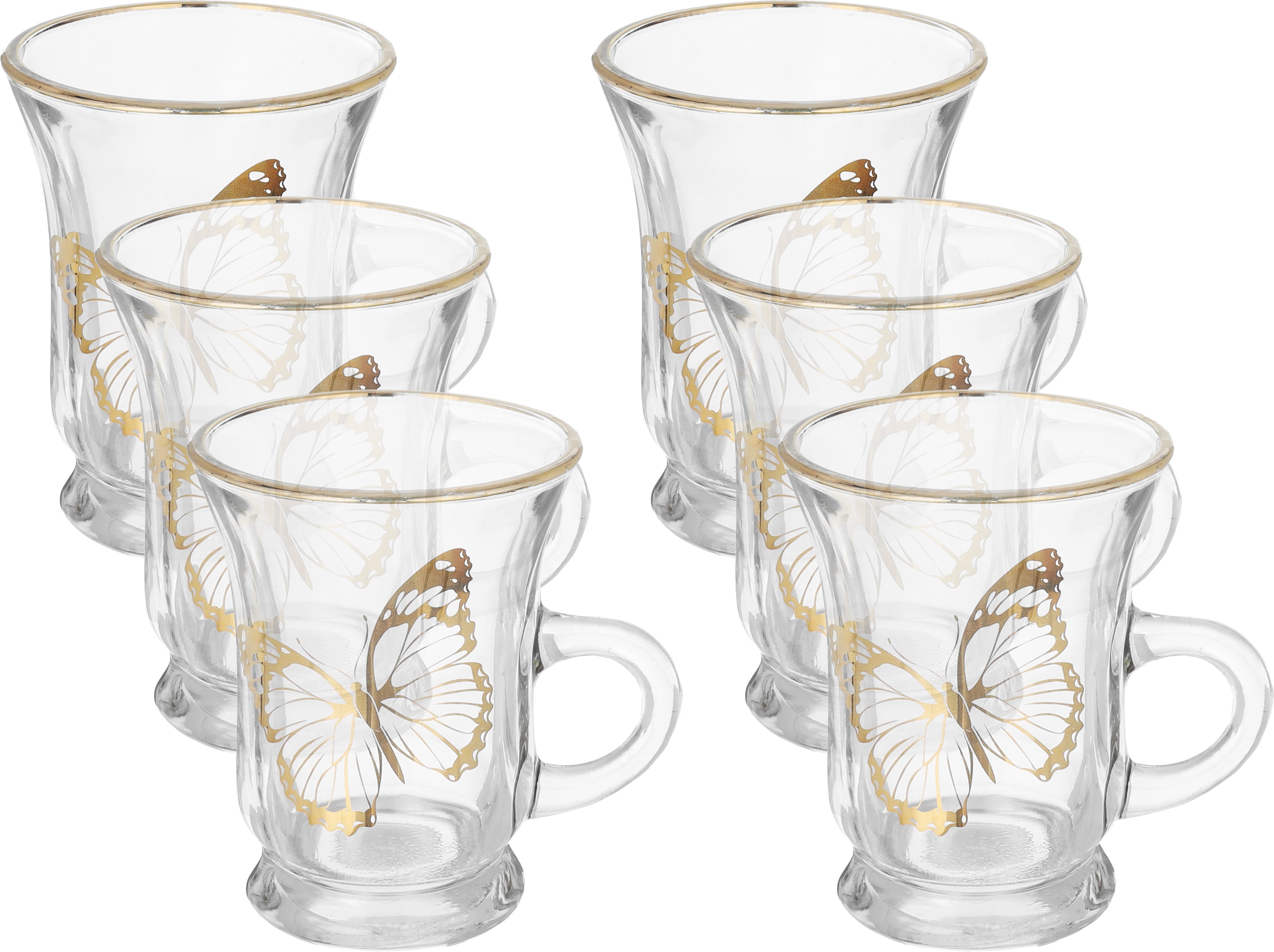 Al Saif Gallery Glass Cup Set, 6 Pieces, 200 Ml - Clear Gold product image