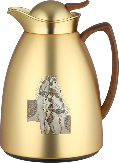 طقم ترامس العاديات سيف بلص، 0.7 / 1 لتر، خامة داخلية زجاج، غطاء ضغاط - ذهبي خشبي product image 2