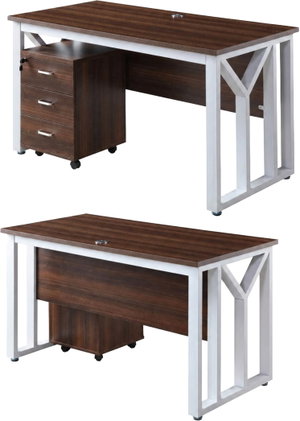 مكتب إداري خشب MDF، 160x80x75 سم - خشبي غامق ابيض product image