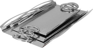 طقم طوفريات تقديم ستانلس ستيل، 3 قطع، منقوش، مقبض معدني - فضي product image 2