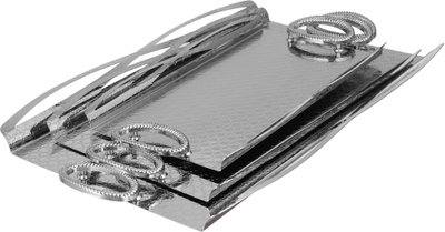 طقم طوفريات تقديم ستانلس ستيل، 3 قطع، منقوش، مقبض معدني - فضي product image 2