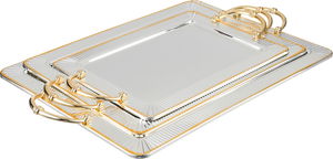 Alsaif Gallery Steel Tofry Set, 3 Pieces - Silver Gold product image