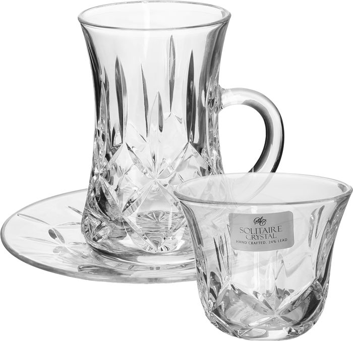 طقم تقديم شاي وقهوة زجاج سوليتير كريستال، 18 قطعة - شفاف product image 1