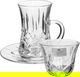 طقم تقديم فناجين قهوة وبيالات شاي زجاج سوليتير كريستال، 18 قطعة - شفاف product image 1