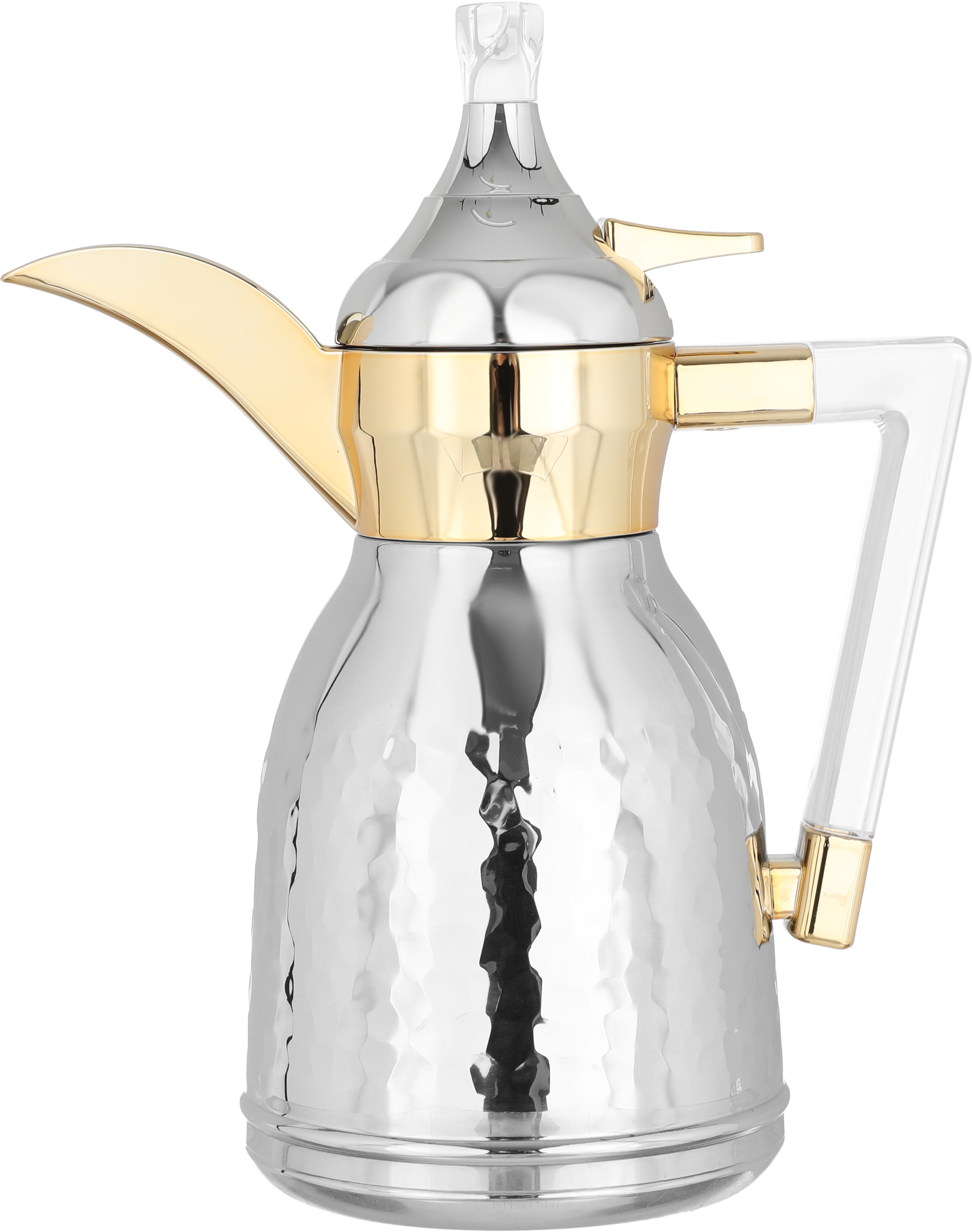 Alsaif Gallery Nawaf Steel Dallah, 0.35 litres, Clear handle - golden silver product image 1