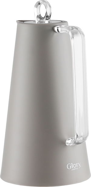 ترمس جلوري، 1 لتر، خامة داخلية زجاج، يد شفاف، غطاء ضغاط - كابتشينو product image 2