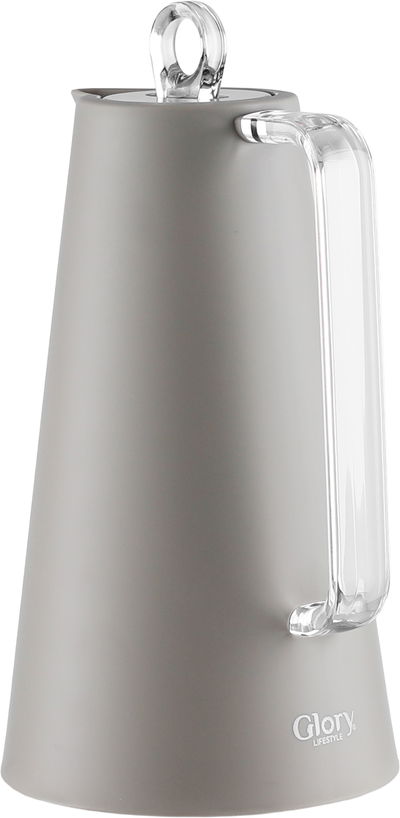 ترمس جلوري، 1 لتر، خامة داخلية زجاج، يد شفاف، غطاء ضغاط - كابتشينو product image 2