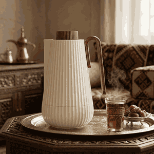 Glory Sumo Thermos, 1 liter, wooden handle, glass interior, pusher - wooden beige product image 2