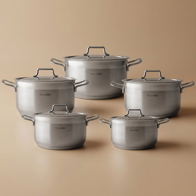 طقم قدور استيل هاشفير، 10 قطع - فضي product image 1