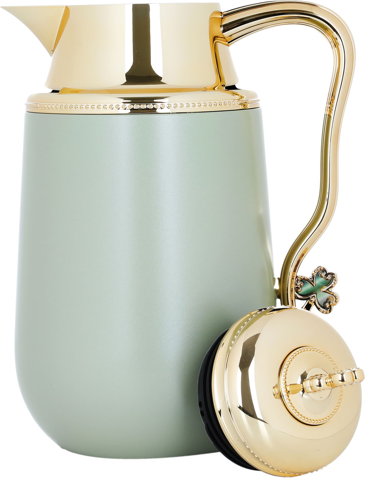 Al Saif Gallery Fatima thermos set, 1/0.7 liter, two pieces, thermal glass inner container, steel outer shell - light green product image 5