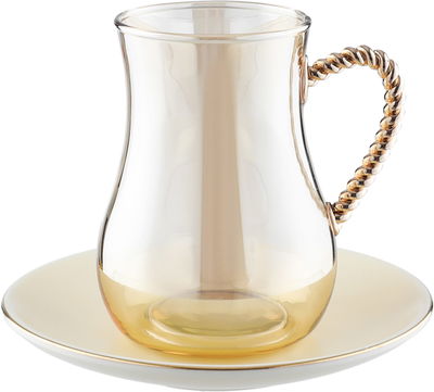 طقم تقديم شاي وقهوة بورسلان السيف غاليري، مشجر بذهبي، 52 قطعة - بيج product image 4