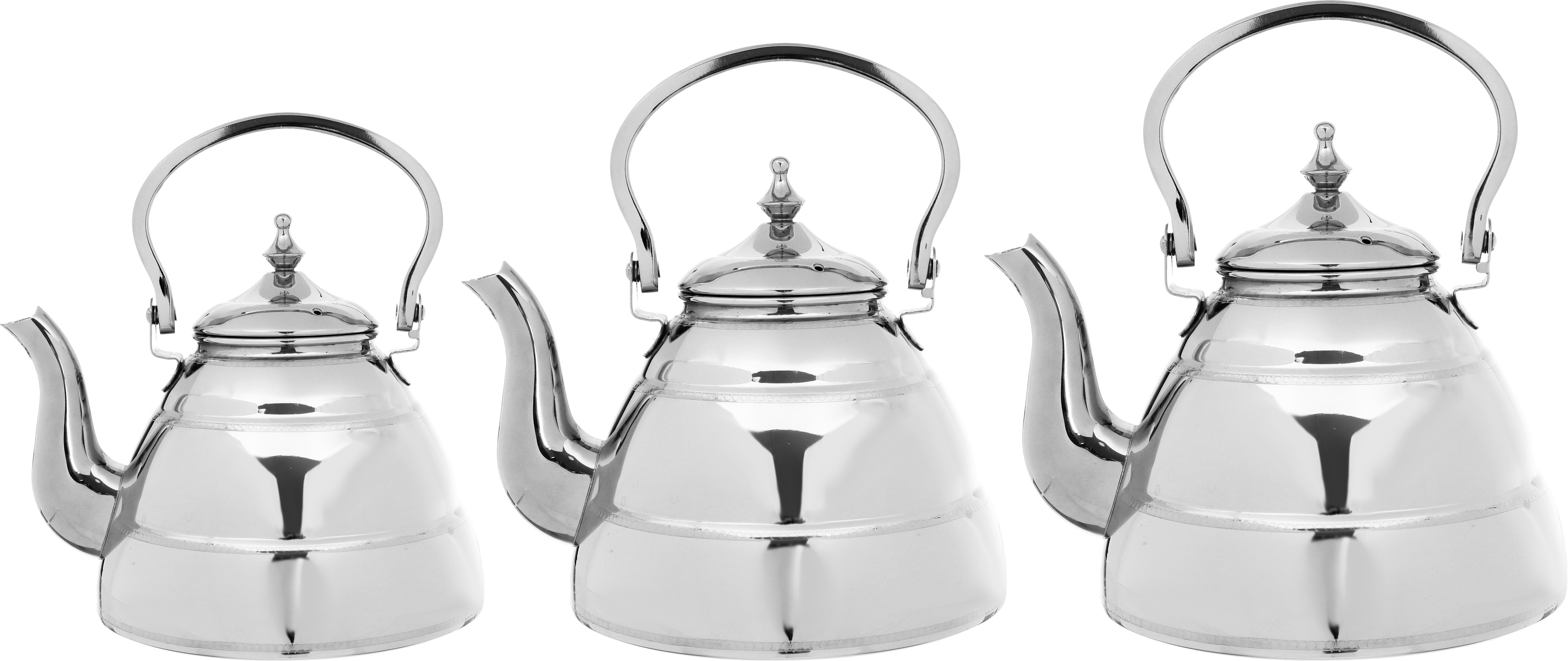 طقم إبريق تقديم استيل الدرعية السيف بلص، 1.2/1.6/2.0 لتر، 3 قطع - فضي product image