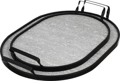 Al Saif Gallery Melamine Stainless Steel Serving Set, 2 Pieces, Black Frame - Black Gray product image 1