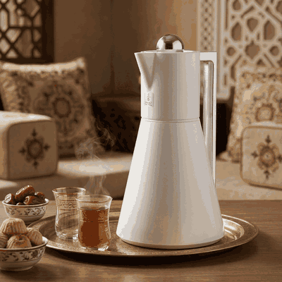 ترمس لينا افريست، 1 لتر، حافظة داخلية زجاج، غطاء ضغاط، يد فضي - لؤلؤي product image 2