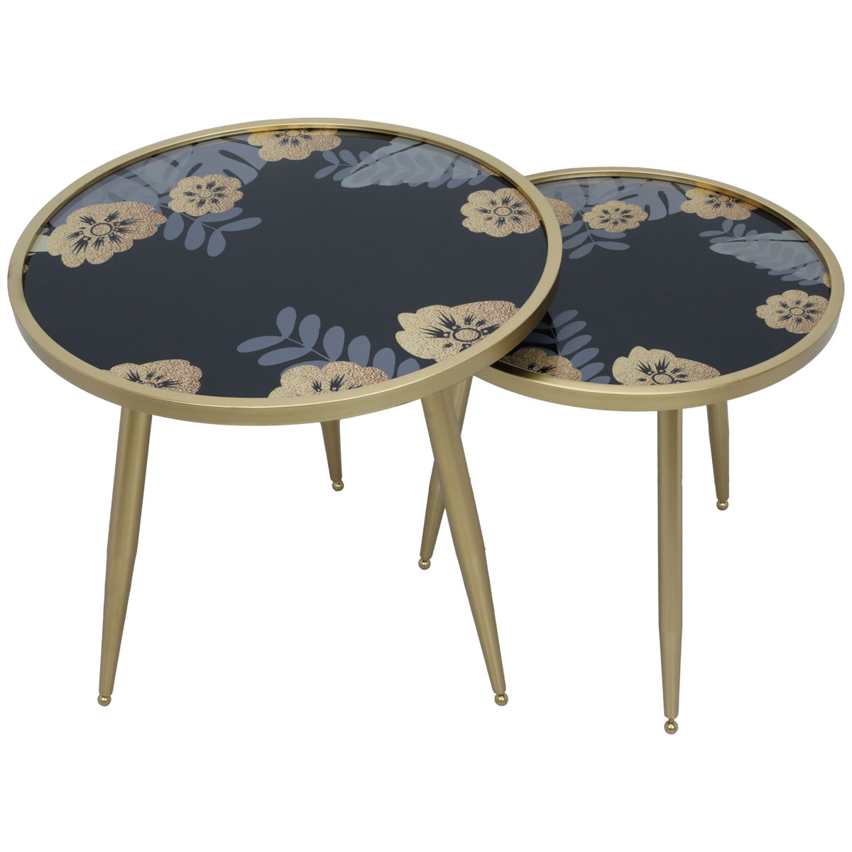 طاولات استيل السيف غاليري، قطعتين، سطح أسود - ذهبي product image 2