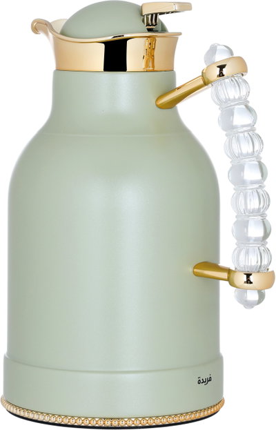 Al Saif Gallery Farida thermos set, 1/0.7 liter, two pieces, thermal glass inner container, steel outer shell - light green product image 4